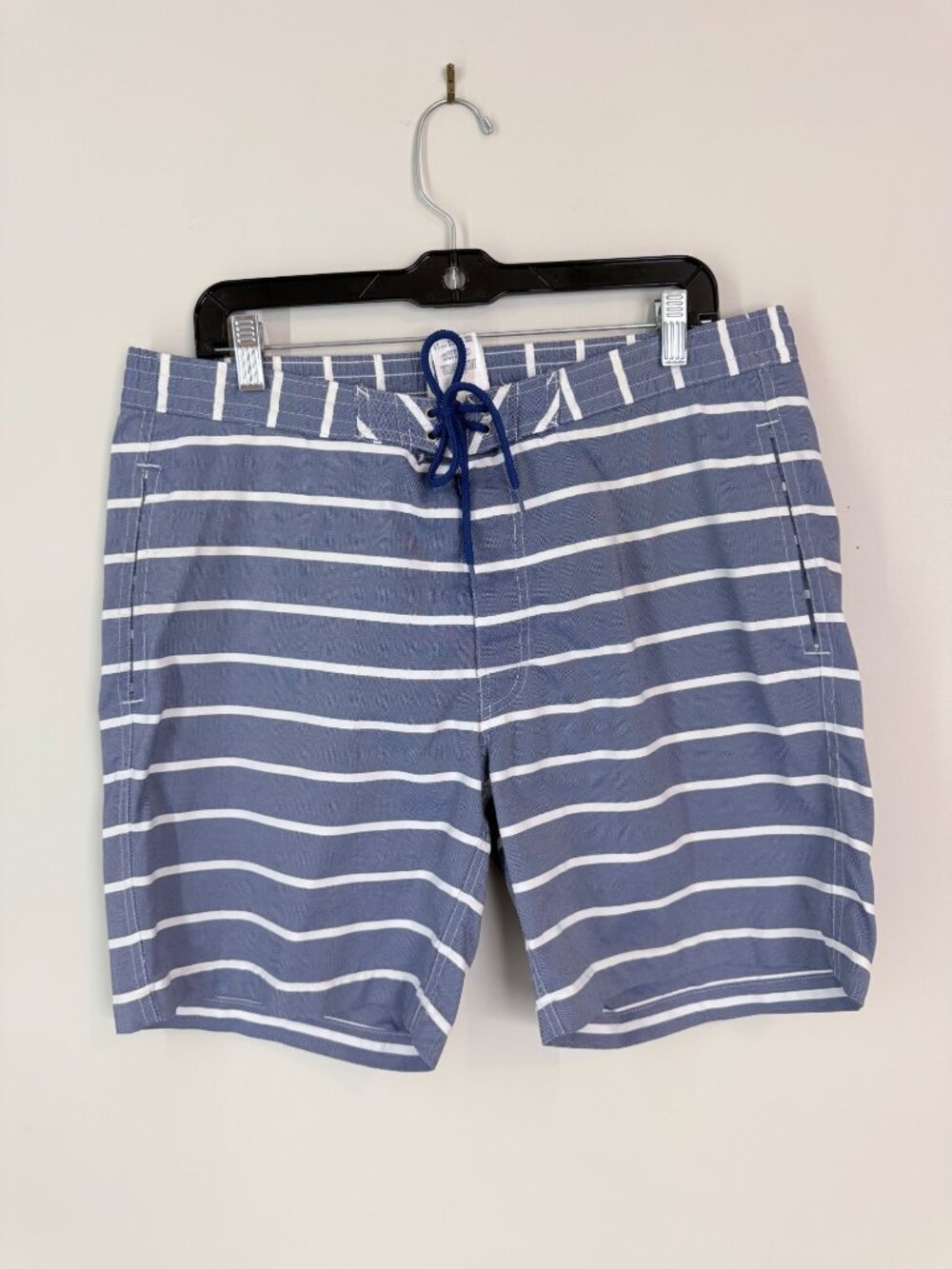 Brooks Brothers Mens Blue & White Striped Swim Trunks With Drawstring Size M